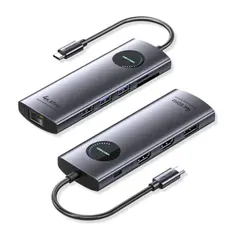 Docking Station Vention TQWHB 4K/60Hz 10-in-1 USB-C MST Docking Station 100W PD 0.15m Gray Aluminum