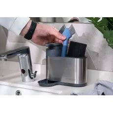 Soap dispenser Ardesto Detergent organizer Minimalism, 8x12.7x16cm, plastic, stainless steel, grey, 7 image