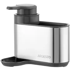 Soap dispenser Ardesto Detergent organizer Minimalism, 8x12.7x16cm, plastic, stainless steel, grey