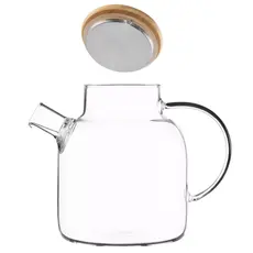 Teapot Ardesto Gemini 1500ml, borosilicate glass, bamboo, transparent, 2 image