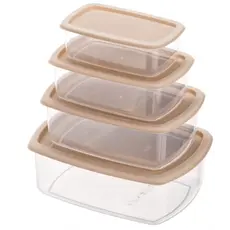 ARDESTO Set of food storage containers Fresh 0.25/0.5/0.75/1.2l, plastic, rectangular, beige, 2 image