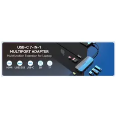 Dock Station Vention TOJHB 7-in-1 USB-C 4K/30Hz Docking Station 5Gbps 100W PD 0.15m Gray Aluminum, 3 image