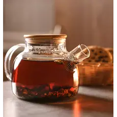 Ardesto Teapot Gemini 800ml, borosilicate glass, bamboo, transparent, 4 image