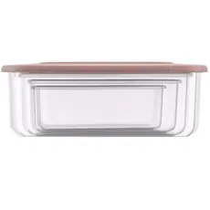 Set of food storage containers ARDESTO Fresh 0.25/0.5/0.75/1.2l, plastic, rectangular, pink, 3 image