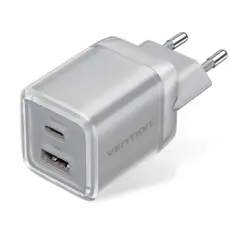 Charger Vention FCGH0-EU 2-Port USB/USB-C GaN Charger (70W/22.5W) Gray