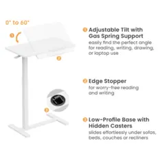 Vertex VX-ST-7140MW Height Adjustable Side Table Matte White/White Oak, 4 image