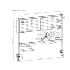 Vertex VX-PBMA-04B Clamp-On Multi-Purpose Pegboard Organizer Shelf 17"-32" Black, 6 image