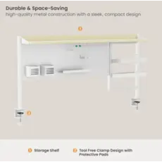 Organizer shelf Vertex VX-PB-01B Clamp-On Multi-Purpose Pegboard Organizer Shelf (for 1200mm Desktops) Black, 3 image