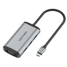 Docking Station Vention TGSHB 6-in-1 USB-C 4K/30Hz Docking Station 5Gbps 0.15m Gray Aluminum