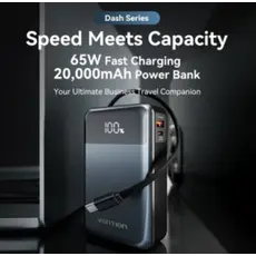 Portrait charger Vention FKDM0 20,000mAh Power Bank 65W With LED Display Gray, 4 image