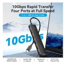 USB Hub Vention CHJBB 5-in-1 USB 3.2 Gen 2 Hub 10Gbps Data Transfer Black, 3 image