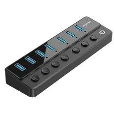 USB Hub Vention CHXB0-EU 8-in-1 USB 2.0/3.0 Hub With Individual Power Switches Led Black