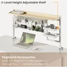 Organizer shelf Vertex VX-PB-01B Clamp-On Multi-Purpose Pegboard Organizer Shelf (for 1200mm Desktops) Black, 2 image
