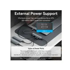USB Hub Vention TGXHB 5-in-1 USB 3.0 Hub 0.15m Gray Aluminum, 4 image