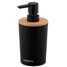 Soap dispenser Ardesto Soap dispenser Minimalism 380ml, polypropylene, bamboo, black, 2 image