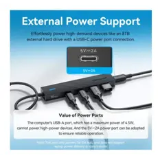USB Hub Vention CHYBB 5-in-1 USB/USB-C 3.2 10Gbps Hub 0.15m Black, 3 image