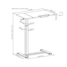 Vertex VX-ST-7140MW Height Adjustable Side Table Matte White/White Oak, 2 image