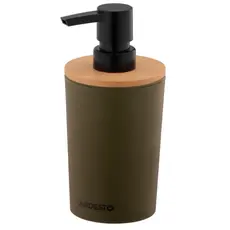 Ardesto Soap dispenser Minimalism 380ml, polypropylene, bamboo, dark green, 2 image