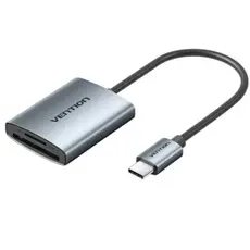 Adapter Vention CLOHB 2-in-1 SD 4.0 Card Reader (SD+TF) USB-C 3.0 0.15m Gray Aluminum