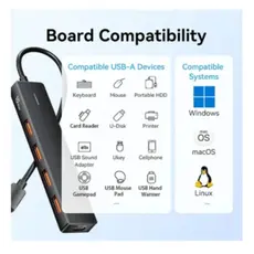 USB Hub Vention CHJBB 5-in-1 USB 3.2 Gen 2 Hub 10Gbps Data Transfer Black, 2 image