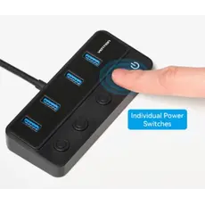 USB Hub Vention CHWBF 5-in-1 USB 3.0 Hub with Individual Power Switches 1m Black, 2 image