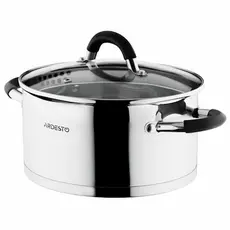 ქვაბების ნაკრები Ardesto Cookware set  Gemini Monza with drain, 8 pcs., Handles with gray silicone, stainless steel, 2 image