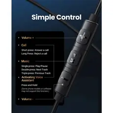 ყურსასმენი UGREEN EP105 (35754), In-Ear Headphones, Wired, USB-C, Black, 2 image