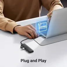 USB ჰაბი UGREEN CM219 (25851), 4xUSB 3.0, USB Hub, Black, 5 image