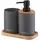 Soap dispenser ARDESTO Bathroom set Minimalism 360ml, 3 items, polypropylene, bamboo, dark grey 767637180702