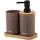 Soap dispenser ARDESTO Bathroom set Minimalism 360ml, 3 items, polypropylene, bamboo, taupe 767637180719