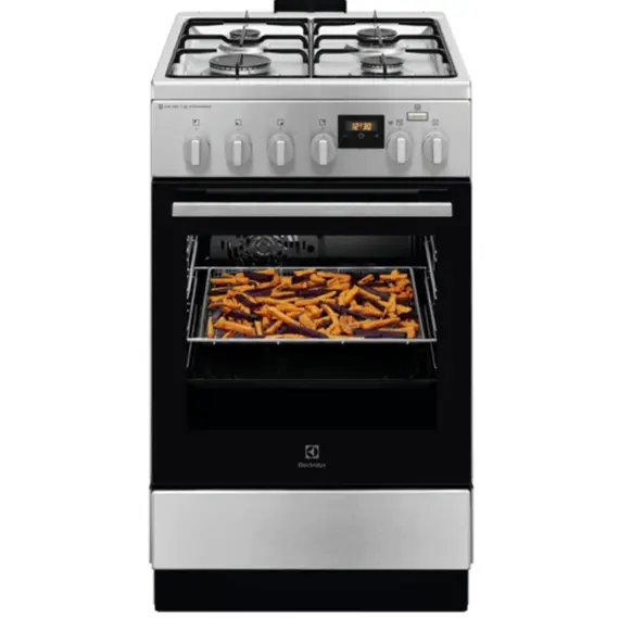 გაზქურა Electrolux LKK560222X, 4Gas, Oven, Black/Silver