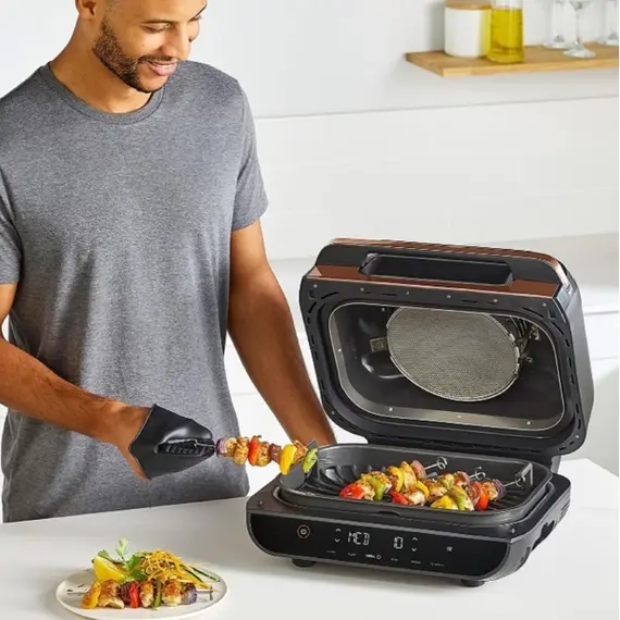 აეროგრილი Ninja AG551EUCP Foodi Max Health, 2460W, 3.8L, Grill And Air Fryer, Gold/Black