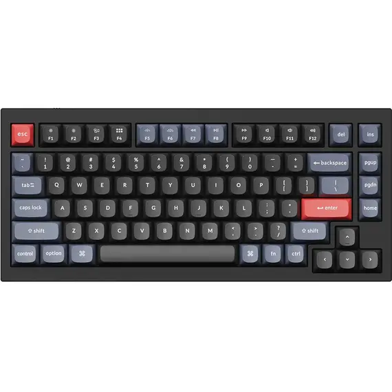 კლავიატურა Keychron Q1 QMK Custom HotSwappable Gateron Phantom Red Switch Mechanical Keyboard Full Assembled Carbon Black RGB with Knob Russian Layout