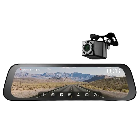 მანქანის ვიდეო რეგისტრატორი Xiaomi 70Mai S500 + RC13, 5MP, 3K, Built In WiFi, 138°, Rearview Dash Cam, Black