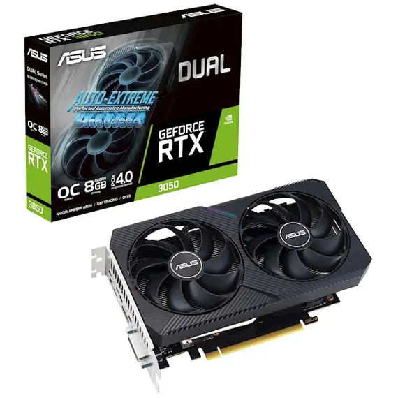 ვიდეო დაფა ASUS Graphic Card GeForce RTX 3050 8GB GDDR6 DUAL OC V2 DUAL-RTX3050-O8G-V2