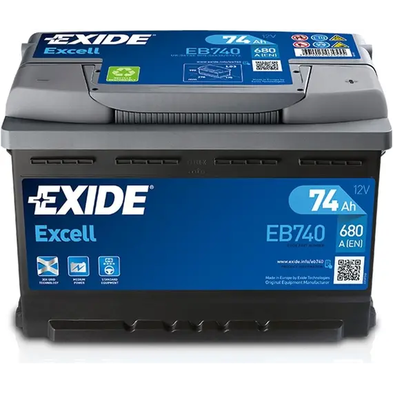 აკუმულატორი Exide EXCELL EB740 74 ა*ს R+