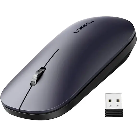 მაუსი UGREEN MU001 (90372) Wireless 2.4G Slim Silent Mouse, 4000DP, Light Black