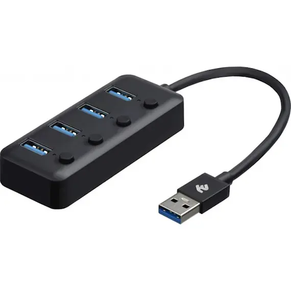 USB ჰაბი 2E Adepter USB-A to 4xUSB3.0 hub with switch, 0.25m