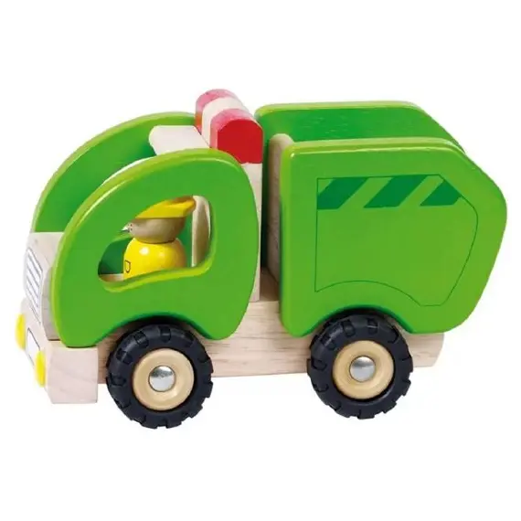 ხის ნაგვის მანქანა goki Machine wooden Garbage truck (green) 55964G