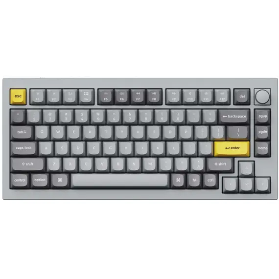 კლავიატურა Keychron Q1 QMK Custom HotSwappable Gateron Phantom Brown Switch Mechanical Keyboard Full Assembled Space Grey RGB with Knob Russian Layout