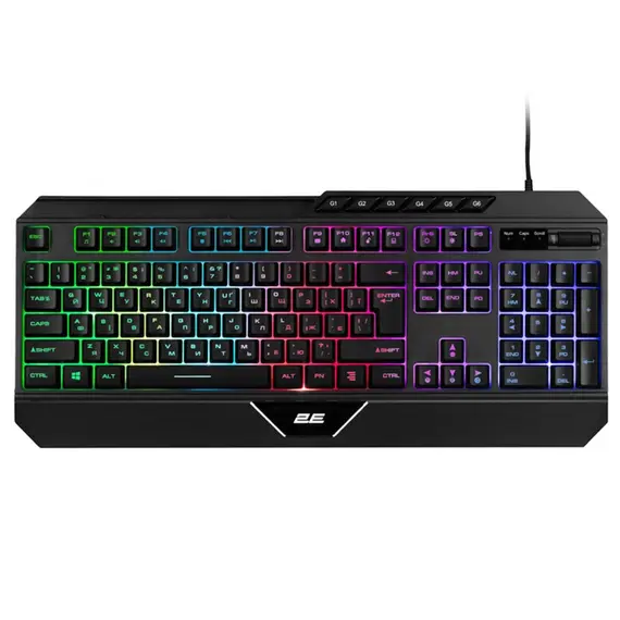 კლავიატურა 2E GAMING Membrane keyboard KG315 110key, USB-A, EN/UA, RGB, black