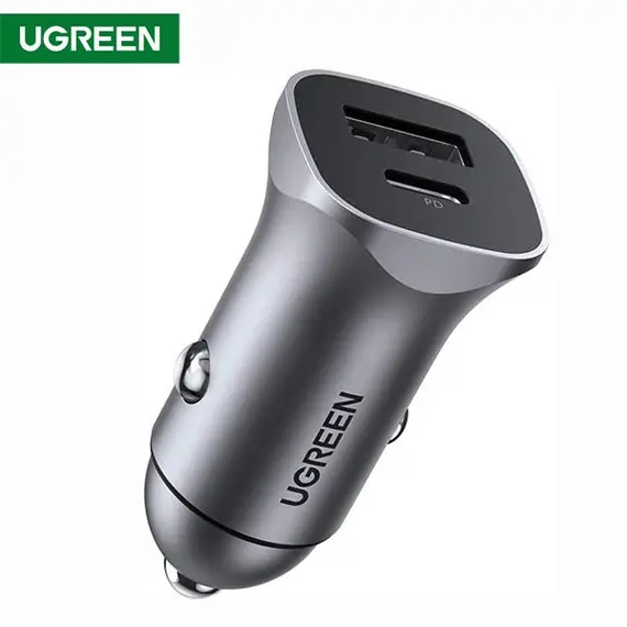 მანქანის USB დამტენი UGREEN CD130 (30780) Dual USB Car Charger 18W Type-C