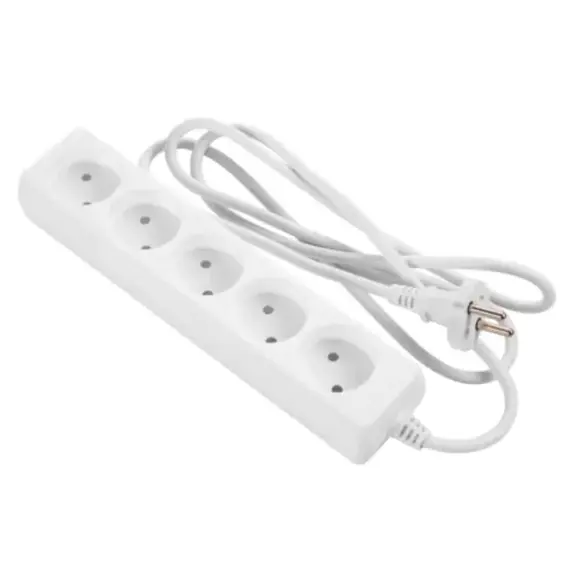დენის დამაგრძელებელი 2E Power strip 2E, 5XCEE7/17, 2G*1.0мм, 1.5m, white