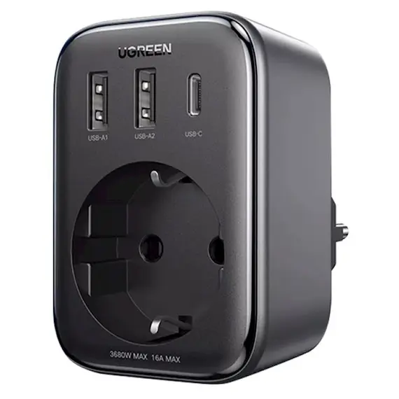 ადაპტერი UGREEN CD314 (90613), 30W, 1 Socket, USB-A, USB-C, Gray