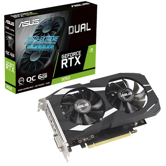 ვიდეო დაფა Asus 90YV0K60-M0NA00, Gaming GeForce RTX3050OC Dual, 6GB, 96Bit, DVI-D, HDMI, DP, Black
