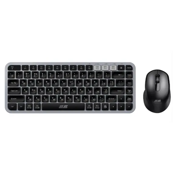 კლავიატურა და მაუსი 2E Combo keyboard and mouse MK430 WL/BT, EN/UK/RU, grey-black