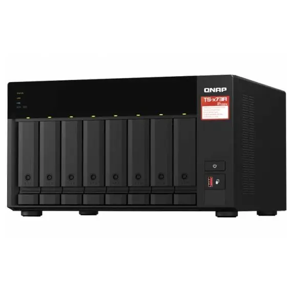 კვების წყარო 8-bay NAS AMD Ryzen V1000 series V1500B 4C/8T 2.2GHz 8GB DDR4 RAM (2 x SODIMM slots max. 64GB optional ECC RAM support) 8x SATA 6Gb/s bays 2x M.