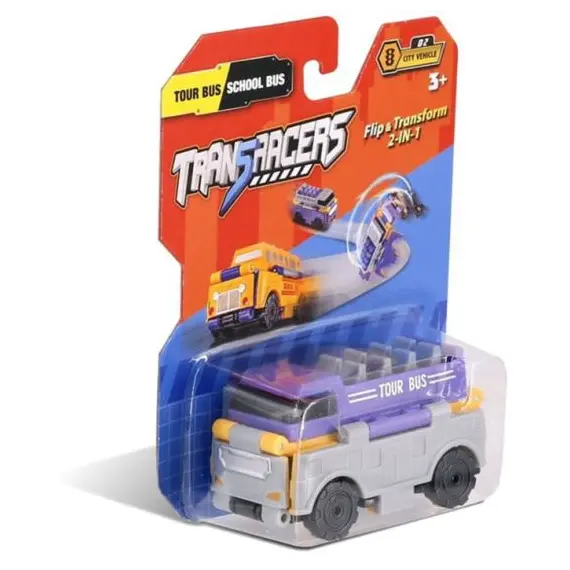 სათამაშო მანქანა TransRacers Tour Bus & School Bus