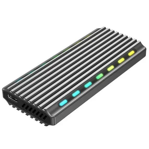 მყარი დისკის ყუთი Gembird EE2280-U3C-03 USB 3.1 enclosure for M.2 NVMe Drives Backlighted Aluminum