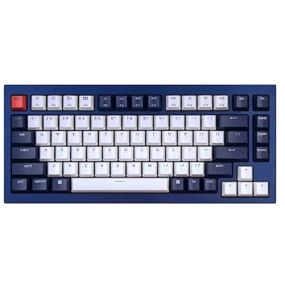 კლავიატურა Keychron Q1 QMK Custom HotSwappable Gateron Phantom Brown Switch Mechanical Keyboard Full Assembled Navy Blue RGB with Knob Russian Layout